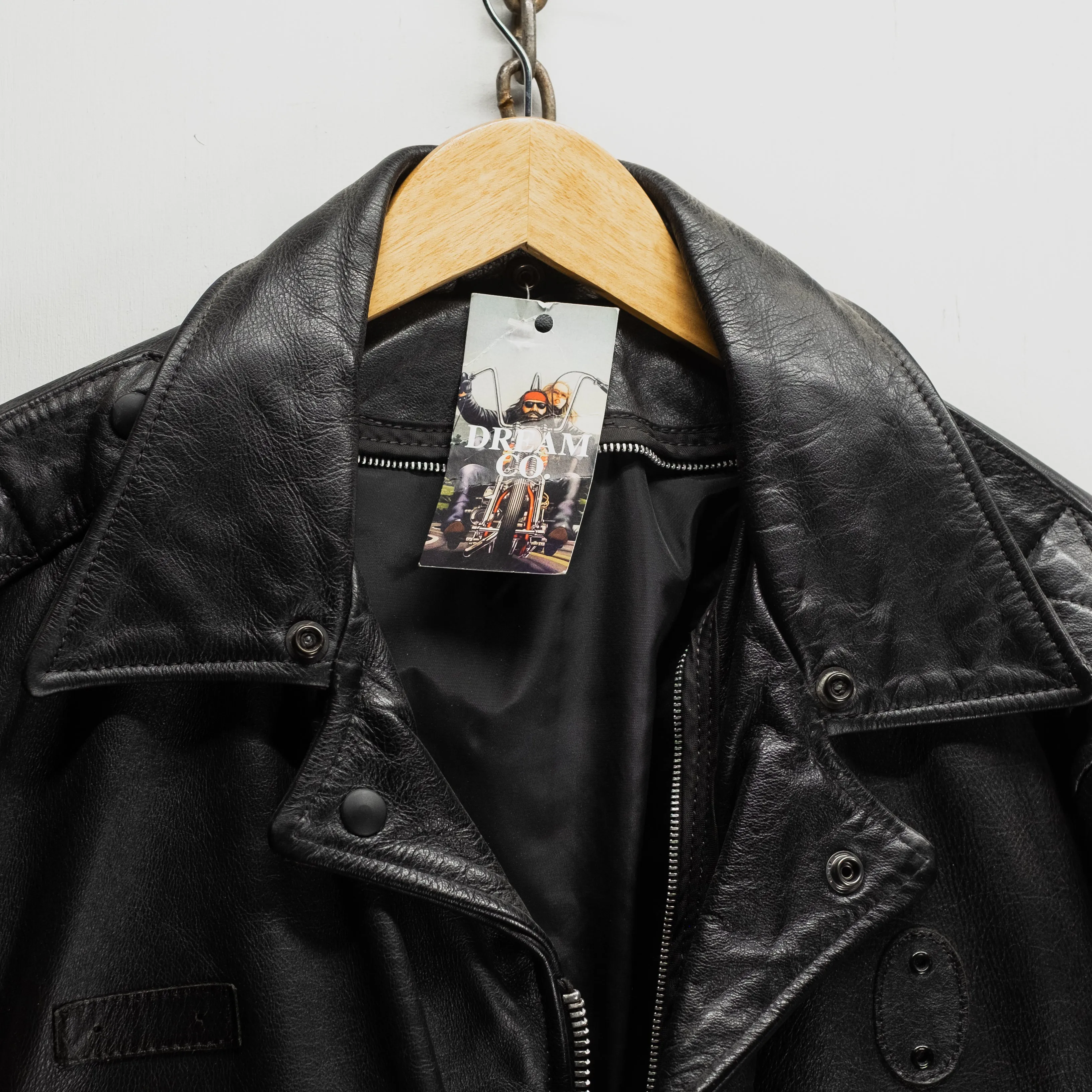 Vintage Collared Racer Leather Jacket