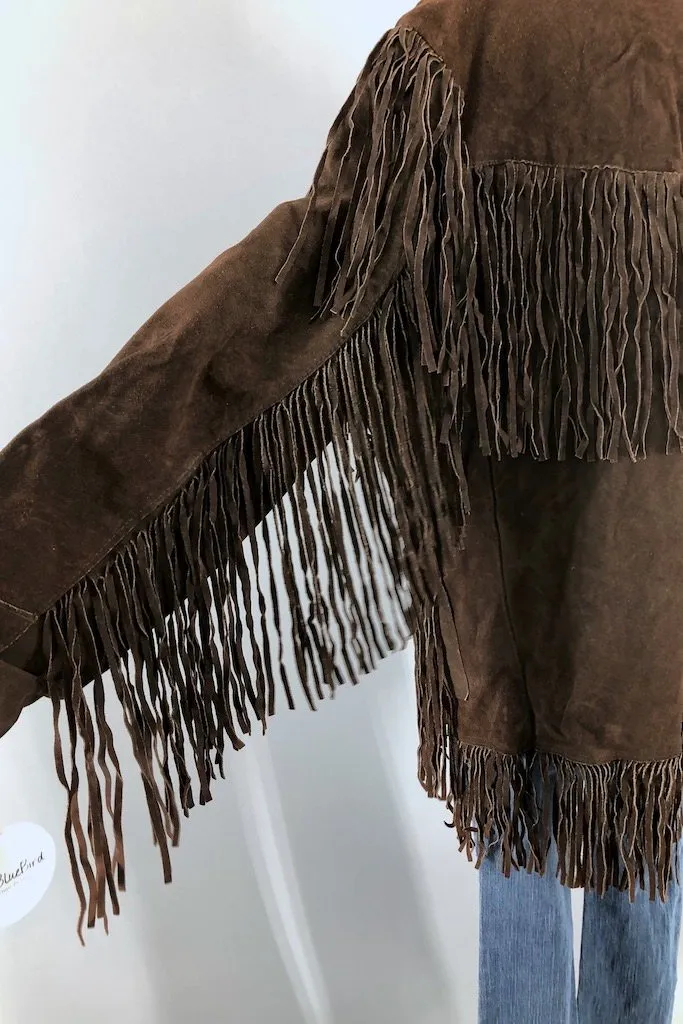 Vintage Heavy Suede Fringed Coat