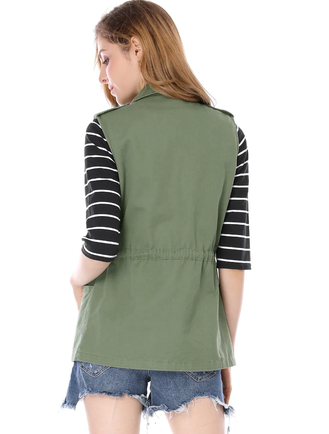 Zip Up Sleeveless Jacket Utility Anorak Outwear Cargo Vest